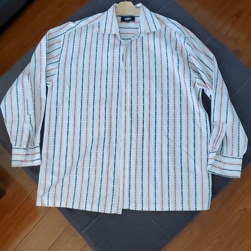 DMX Philadelphia Men's White Multi Color Cotton Button-up Shirt Size 3X